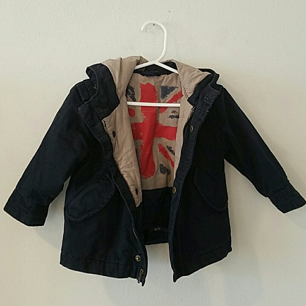 BABY GAP Boys Navy Hooded Coat 12-18 mo